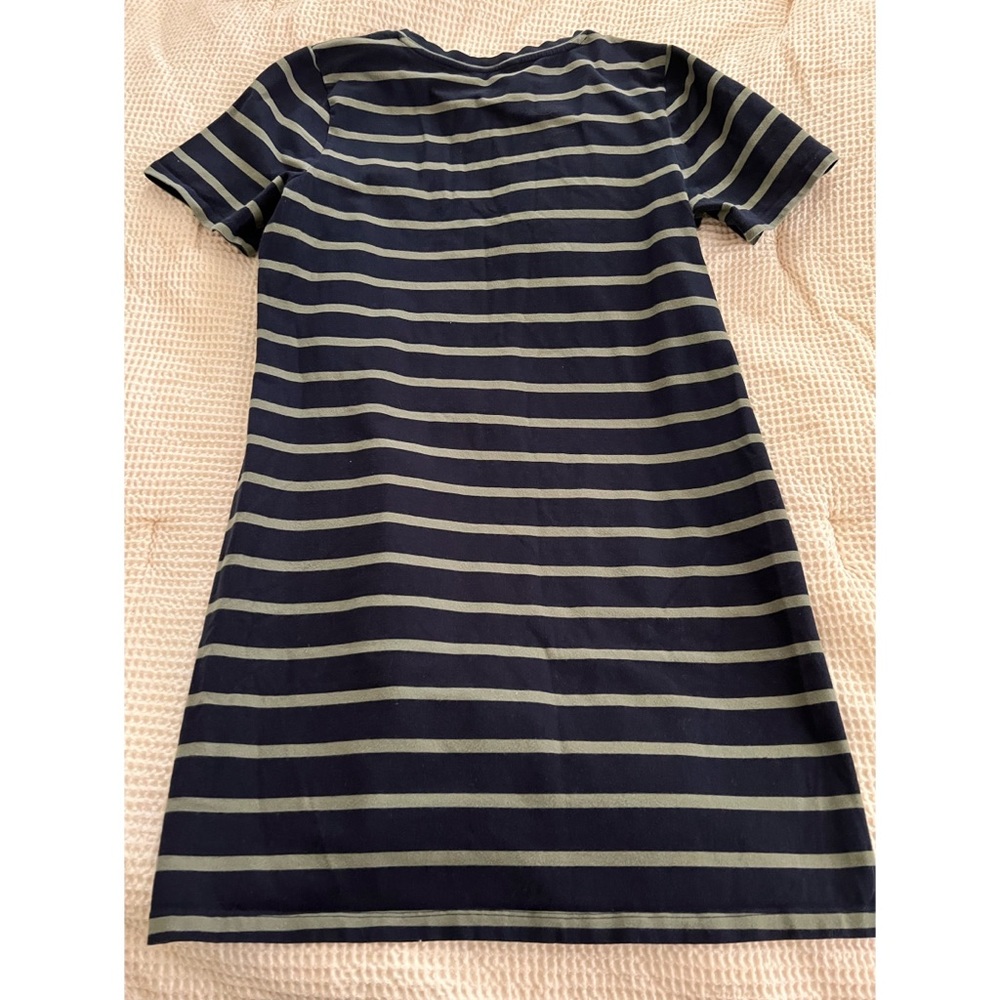 Banana Republic Navy and Olive Striped Short Sleeve Shift Dress - Picture 3 of 3